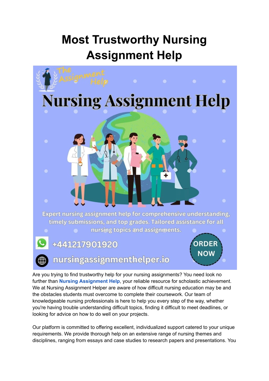 most trustworthy nursing assignment help l.w