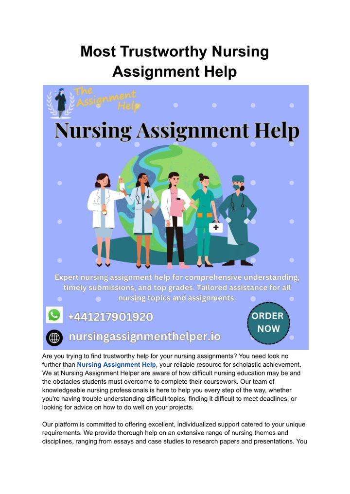 most trustworthy nursing assignment help n.w
