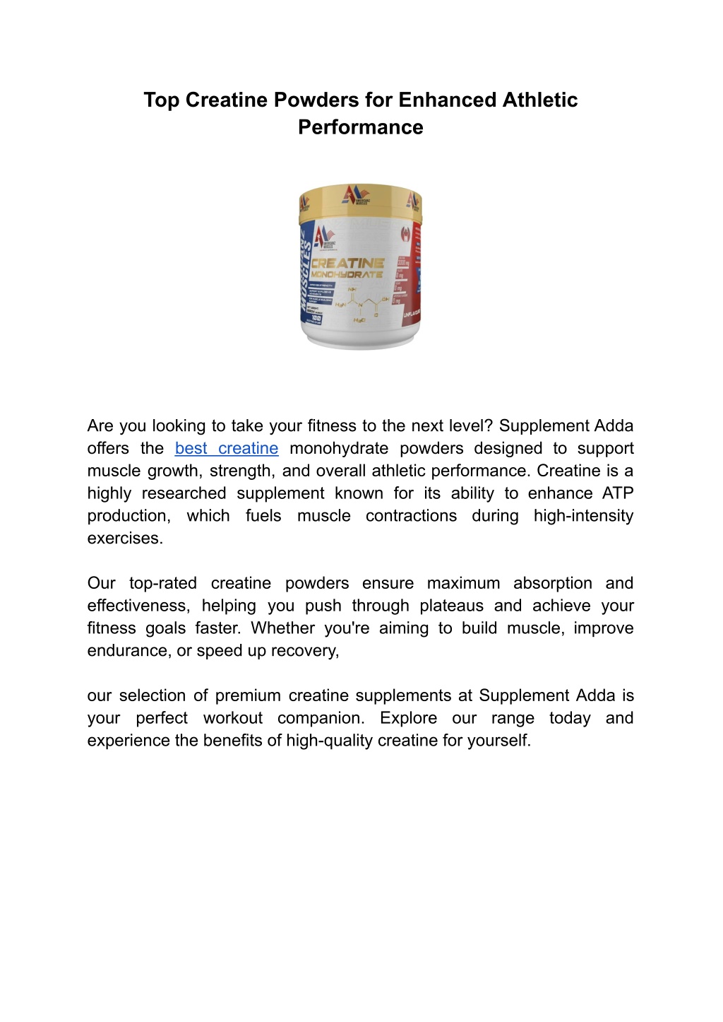 top creatine powders for enhanced athletic l.w