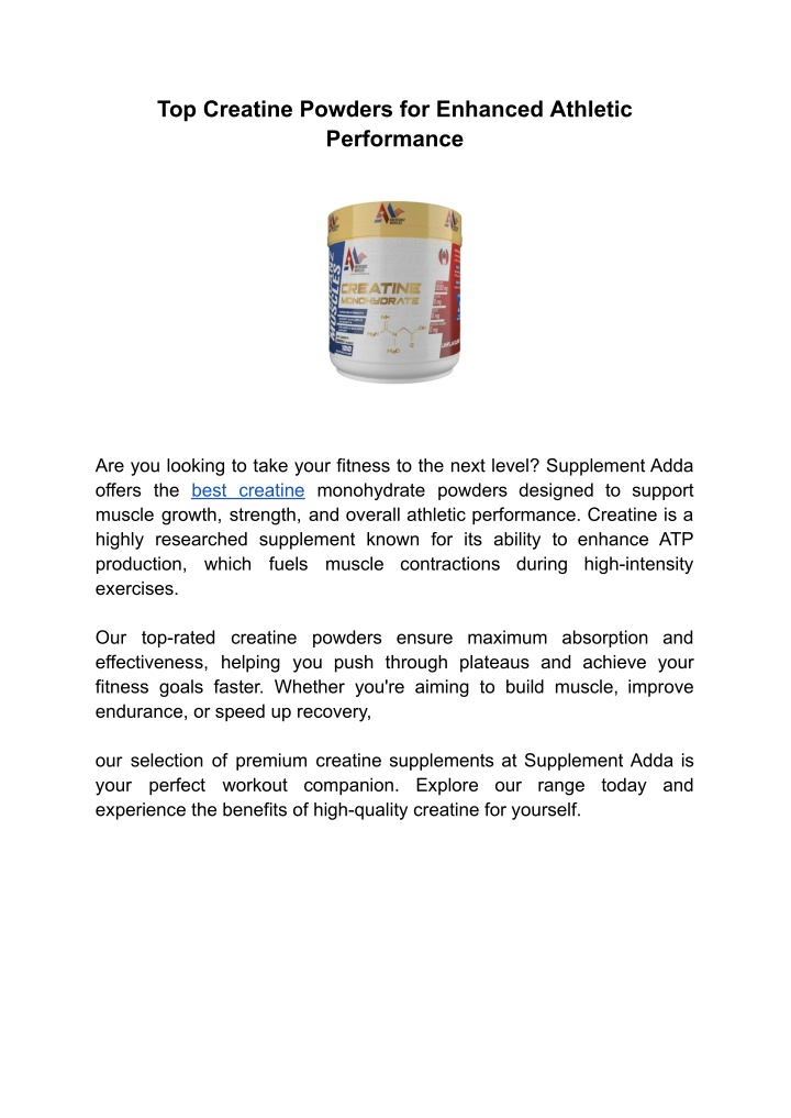 top creatine powders for enhanced athletic n.w