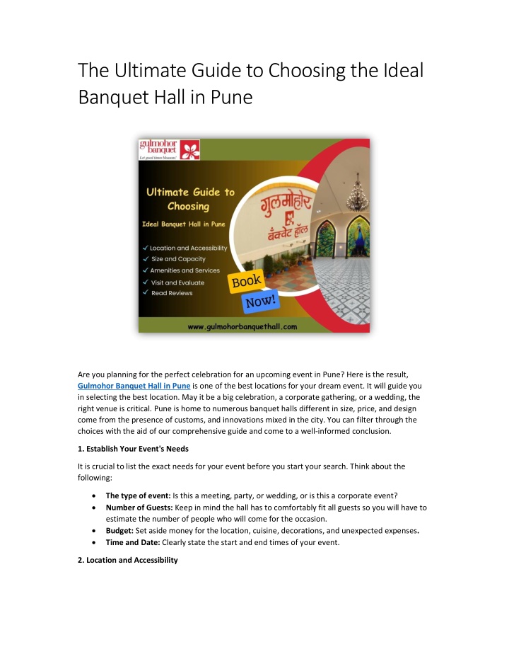 the ultimate guide to choosing the ideal banquet n.w