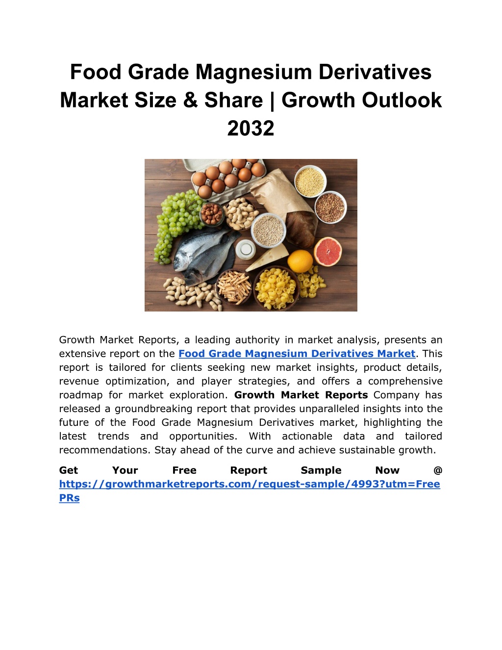 food grade magnesium derivatives market size l.w