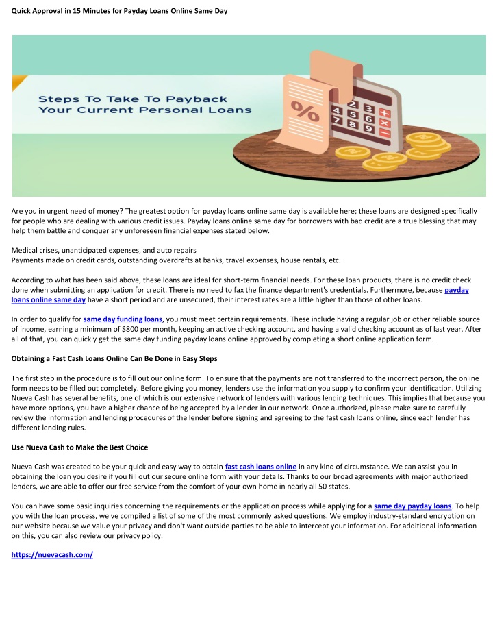 quick approval in 15 minutes for payday loans n.w