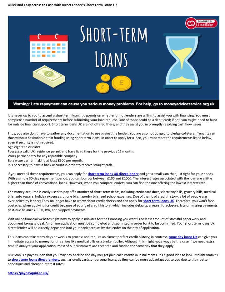 quick and easy access to cash with direct lender n.w