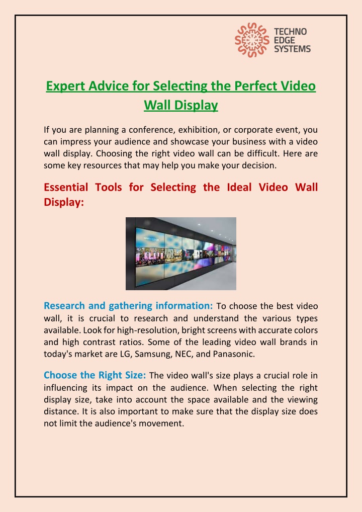 expert advice for selecting the perfect video n.w
