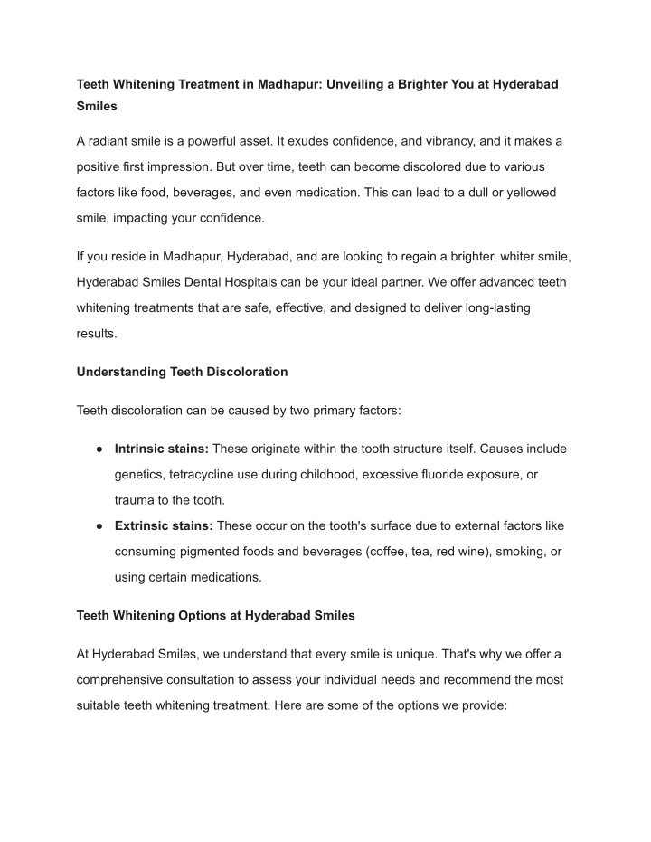 teeth whitening treatment in madhapur unveiling n.w