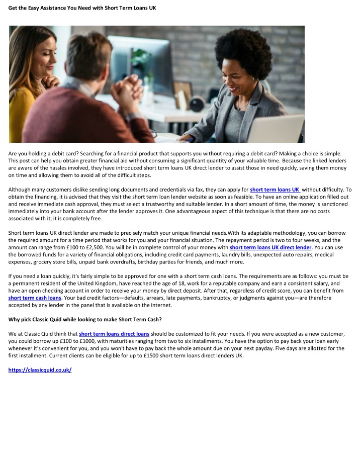 get the easy assistance you need with short term n.w