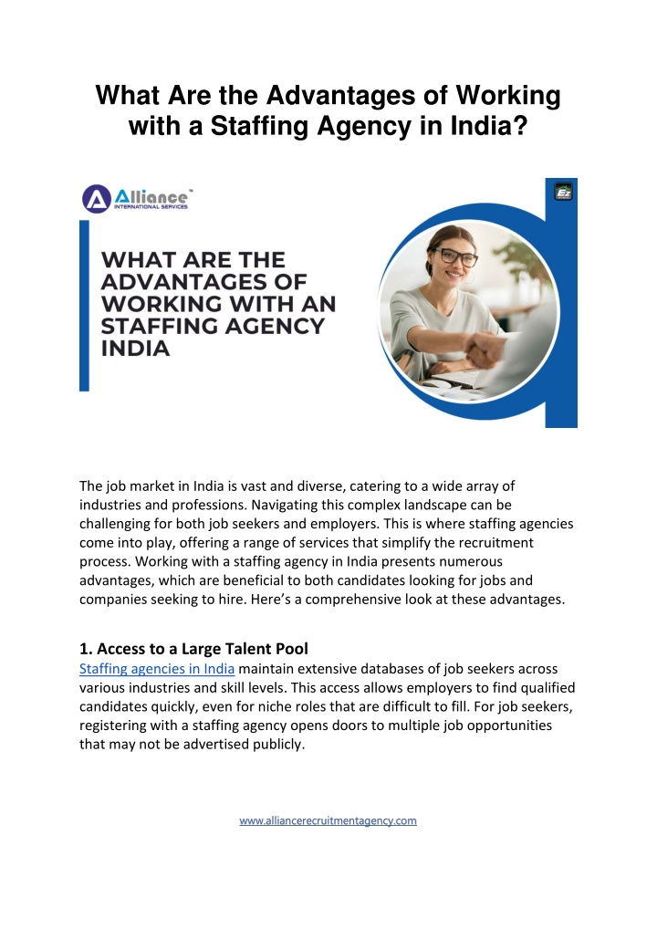 what are the advantages of working with n.w