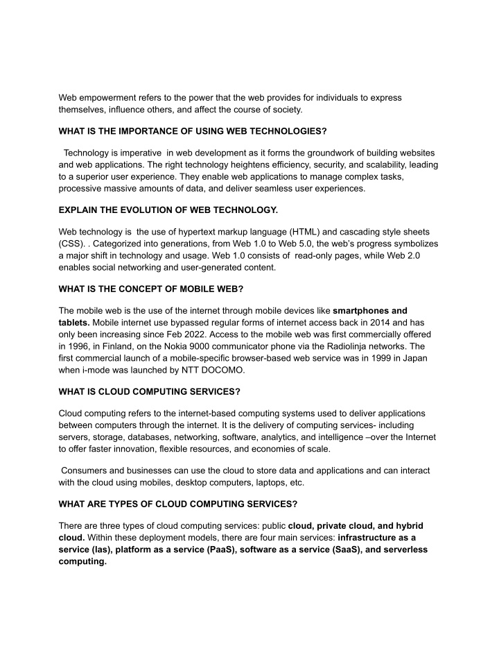 web empowerment refers to the power that n.w