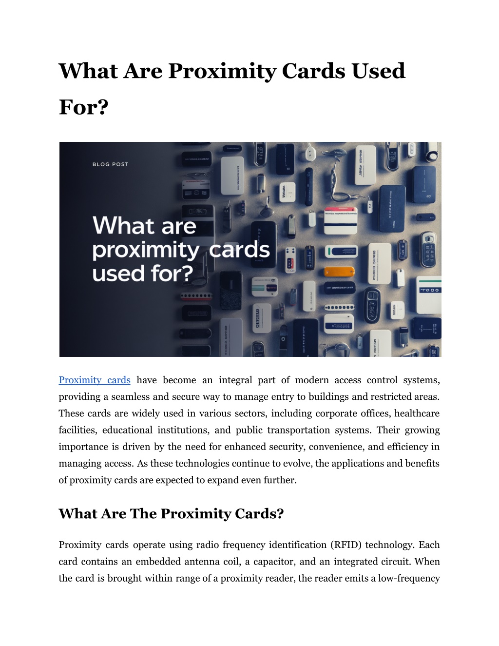 what are proximity cards used l.w