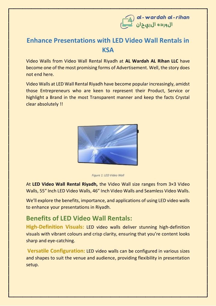 enhance presentations with led video wall rentals n.w
