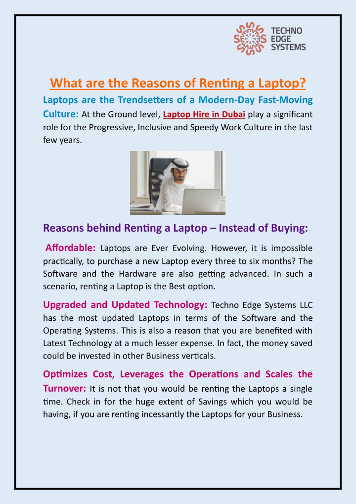 what are the reasons of renting a laptop laptops n.w
