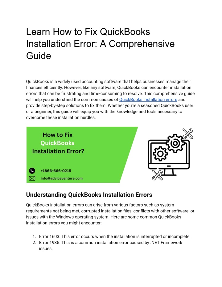 learn how to fix quickbooks installation error n.w
