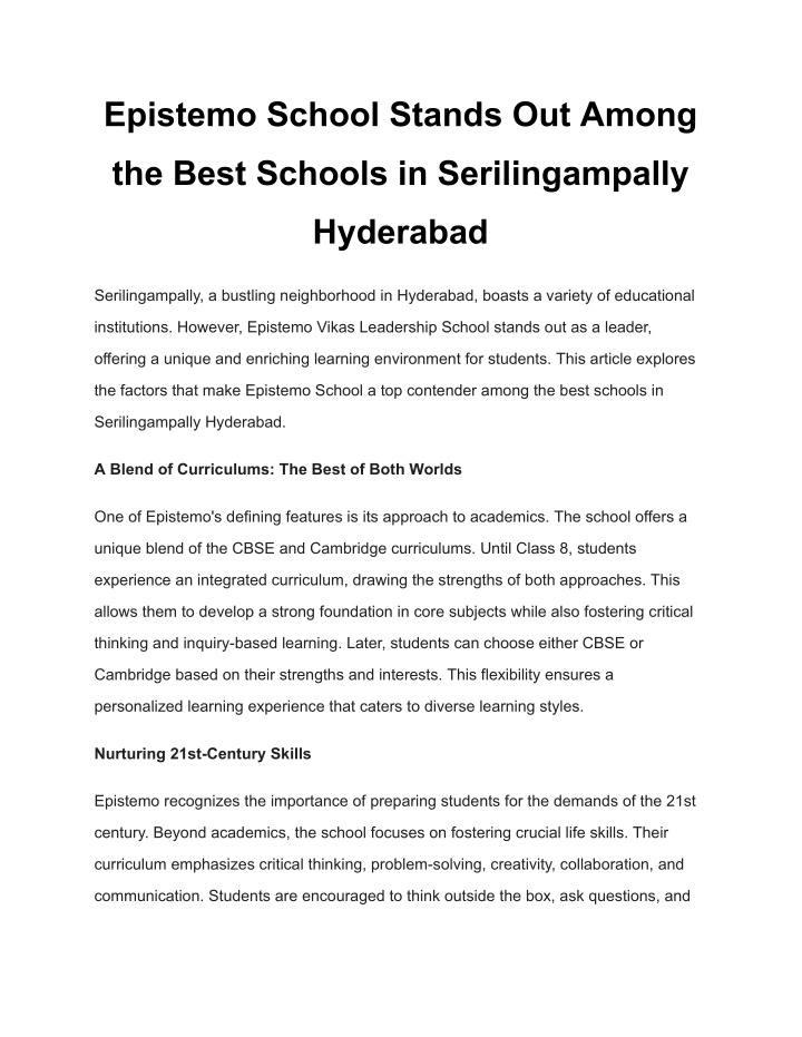 epistemo school stands out among n.w