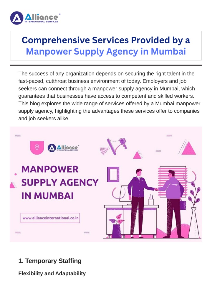comprehensive services provided by a manpower n.w