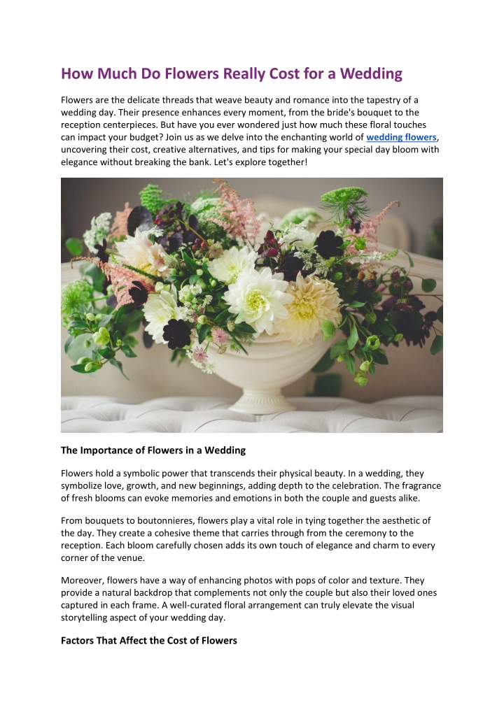 how much do flowers really cost for a wedding n.w
