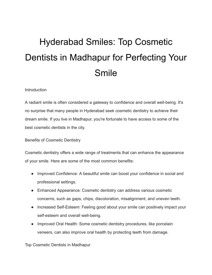 hyderabad smiles top cosmetic n.w