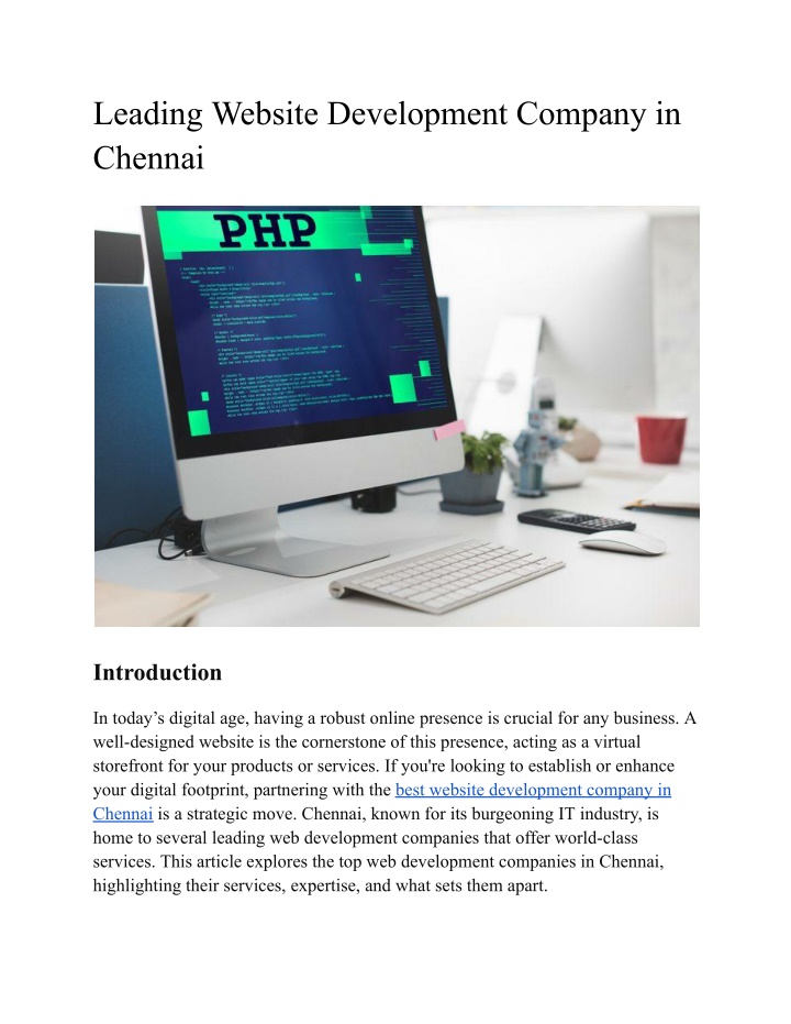 leading website development company in chennai n.w