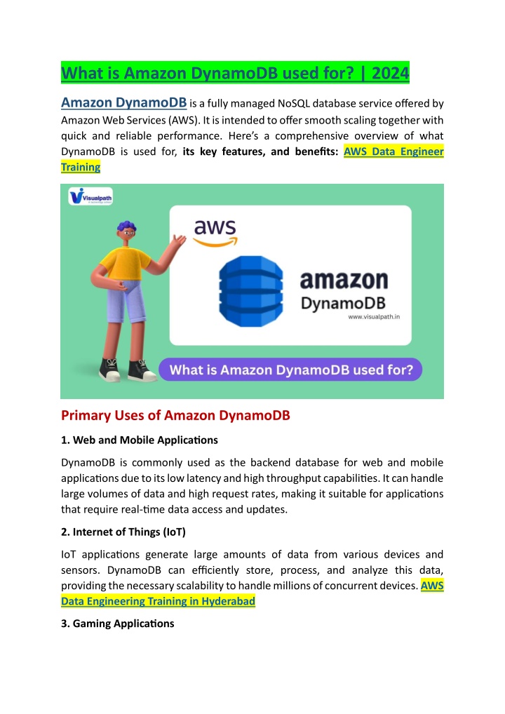 what is amazon dynamodb used for 2024 n.w
