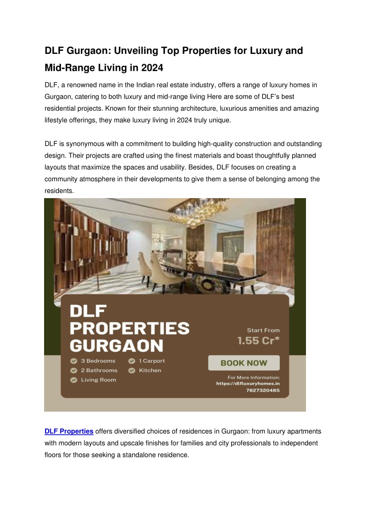 dlf gurgaon unveiling top properties for luxury n.w