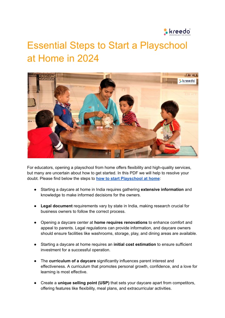 essential steps to start a playschool at home n.w