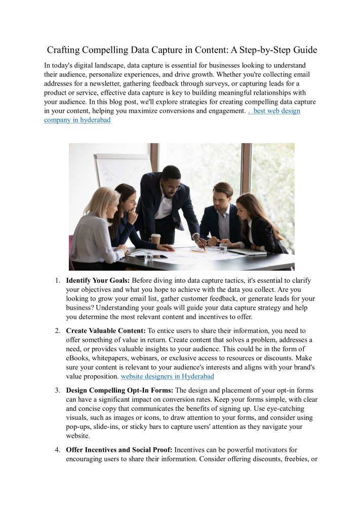 crafting compelling data capture in content n.w