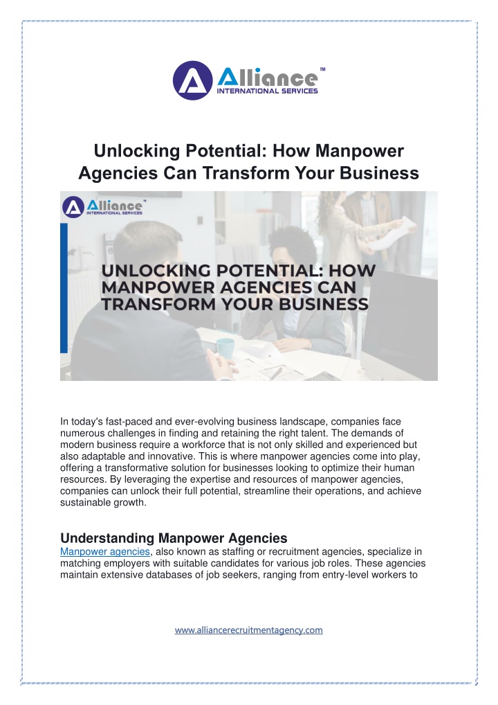 unlocking potential how manpower agencies n.w