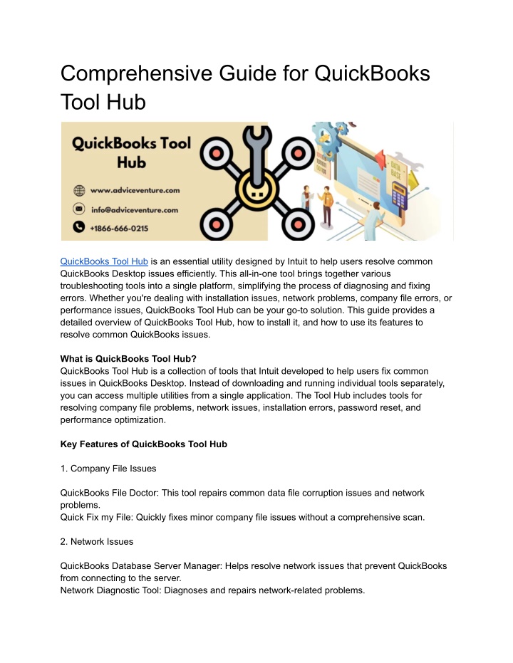 comprehensive guide for quickbooks tool hub n.w