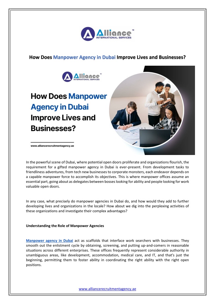 how does manpower agency in dubai improve lives n.w