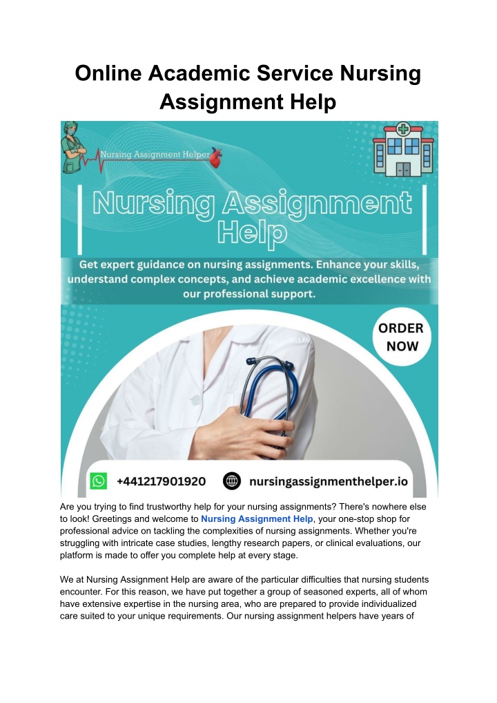online academic service nursing assignment help n.w