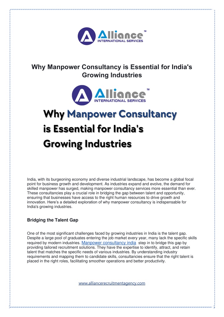 why manpower consultancy is essential for india n.w