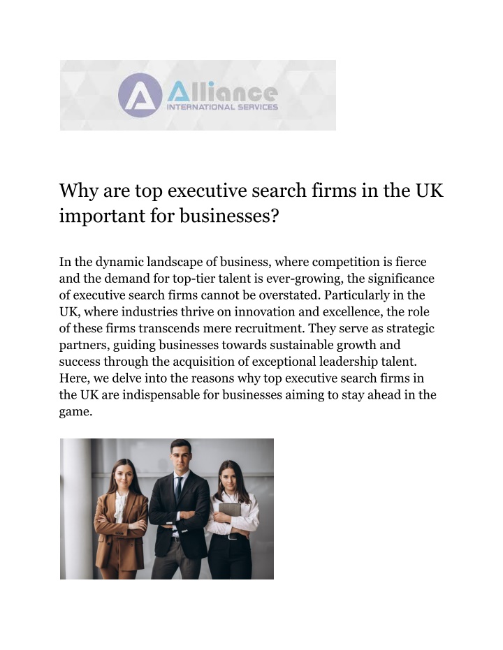 why are top executive search firms n.w