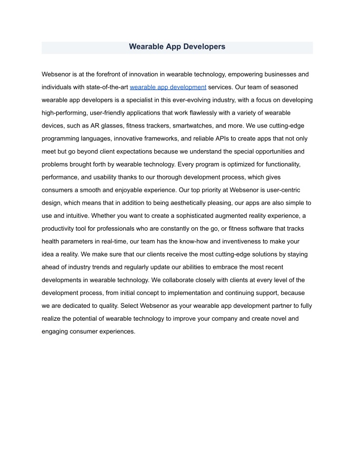 wearable app developers n.w