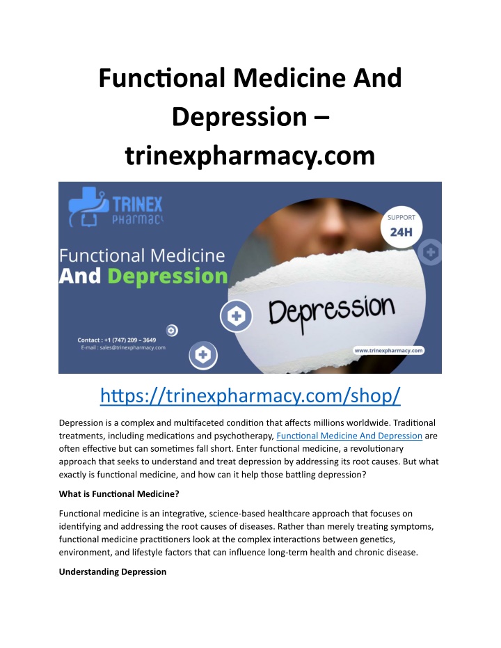 functional medicine and depression trinexpharmacy n.w