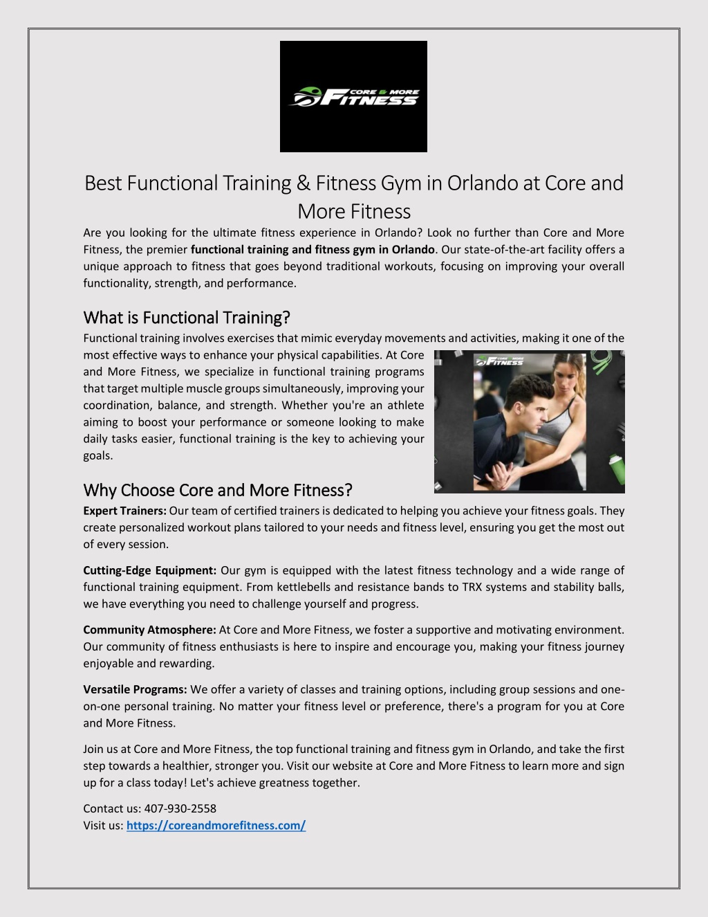 best functional training fitness gym in orlando l.w