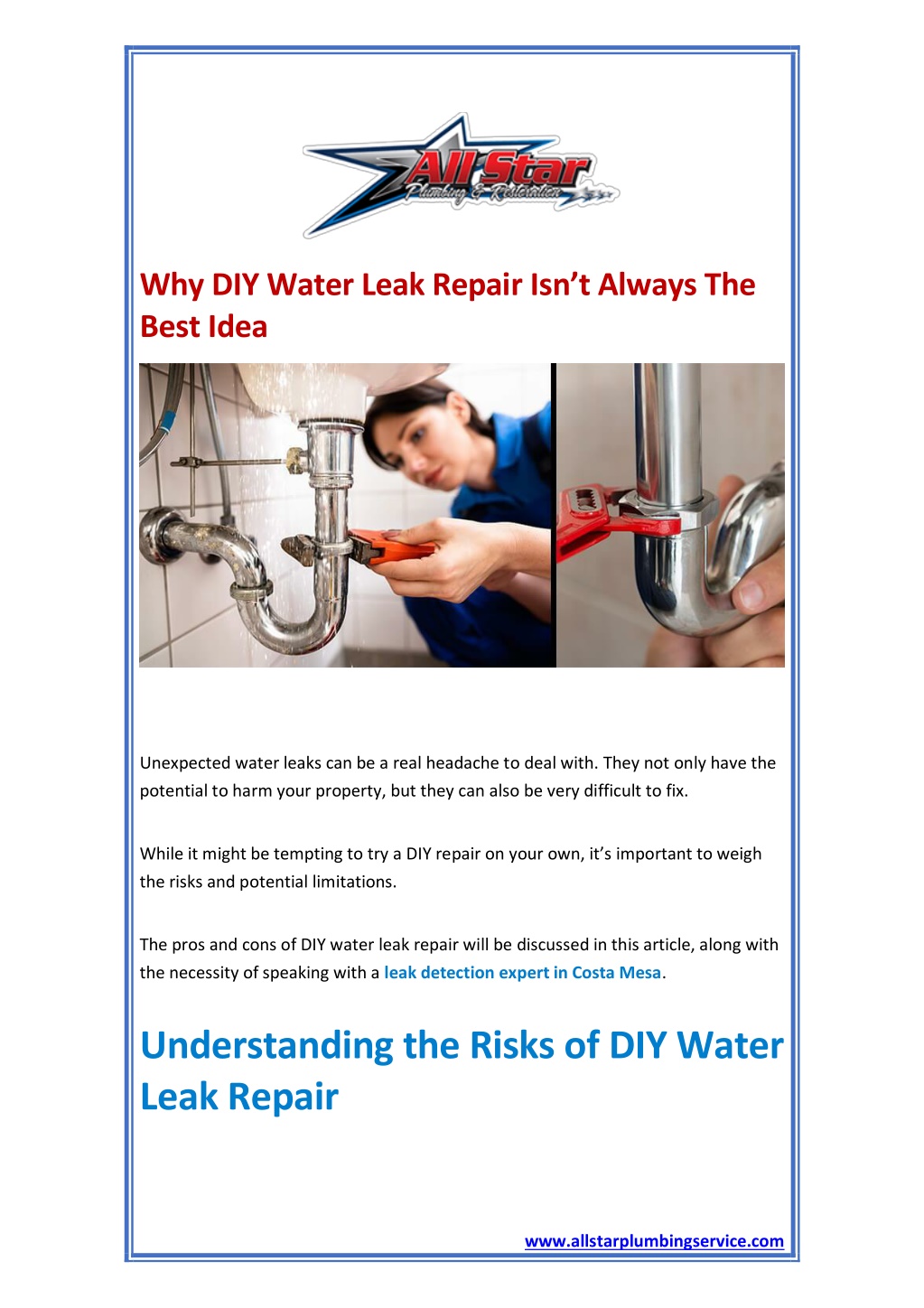 why diy water leak repair isn t always the best l.w