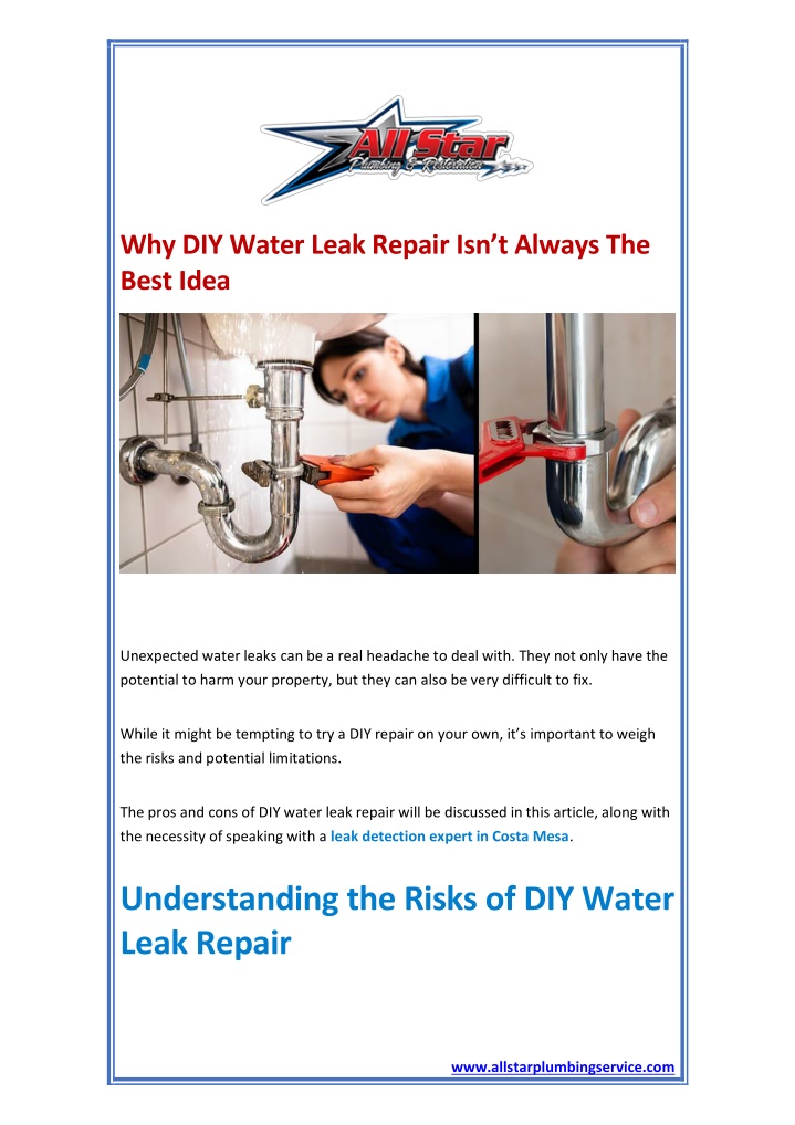 why diy water leak repair isn t always the best n.w