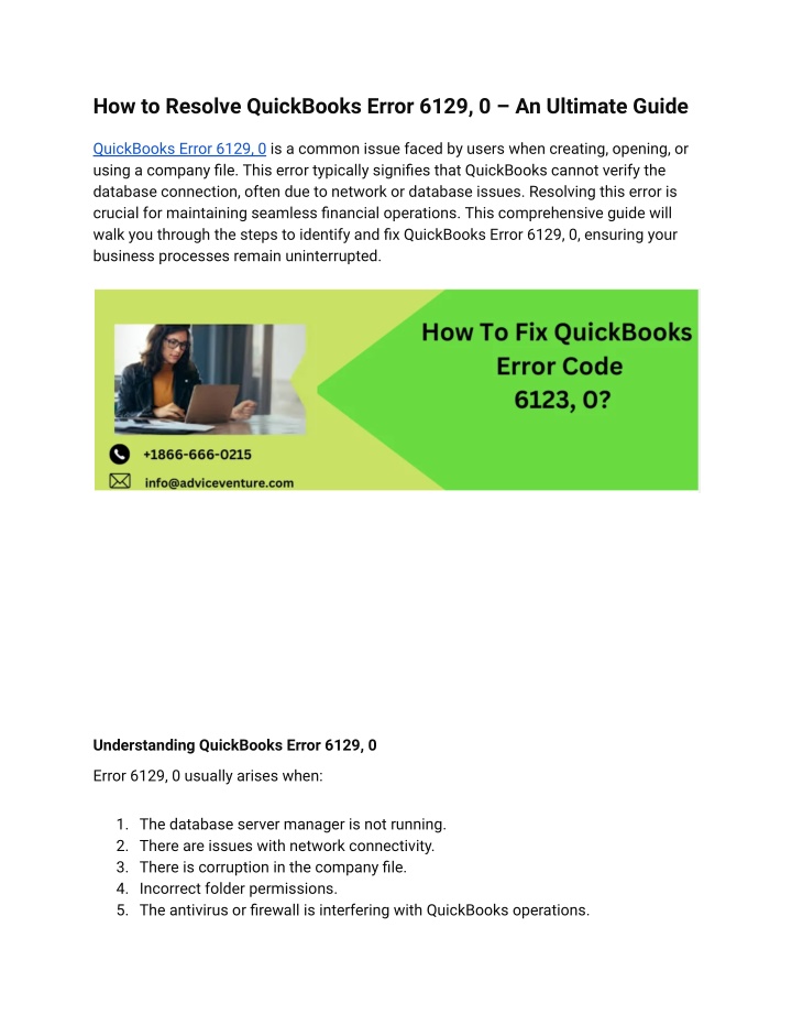 how to resolve quickbooks error 6129 n.w