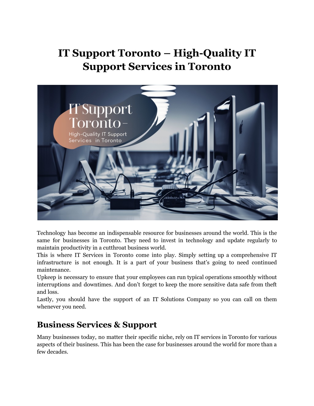 it support toronto high quality it support l.w