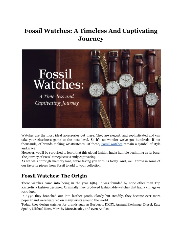 fossil watches a time less and captivating journey n.w