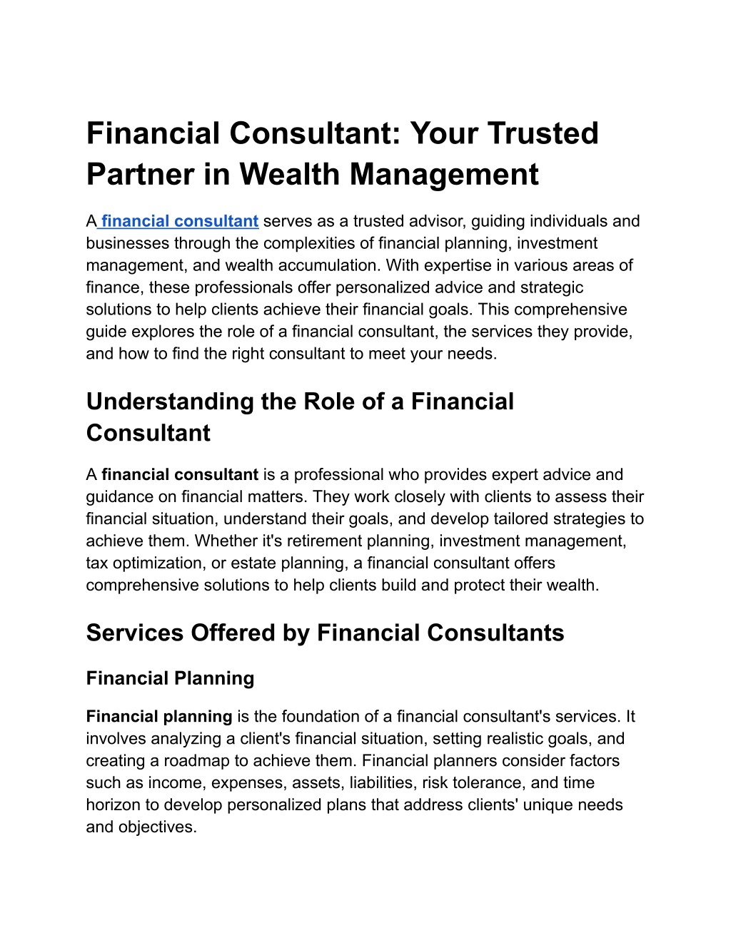 financial consultant your trusted partner l.w