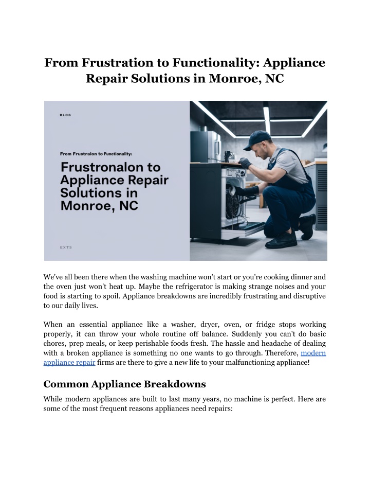 from frustration to functionality appliance n.w