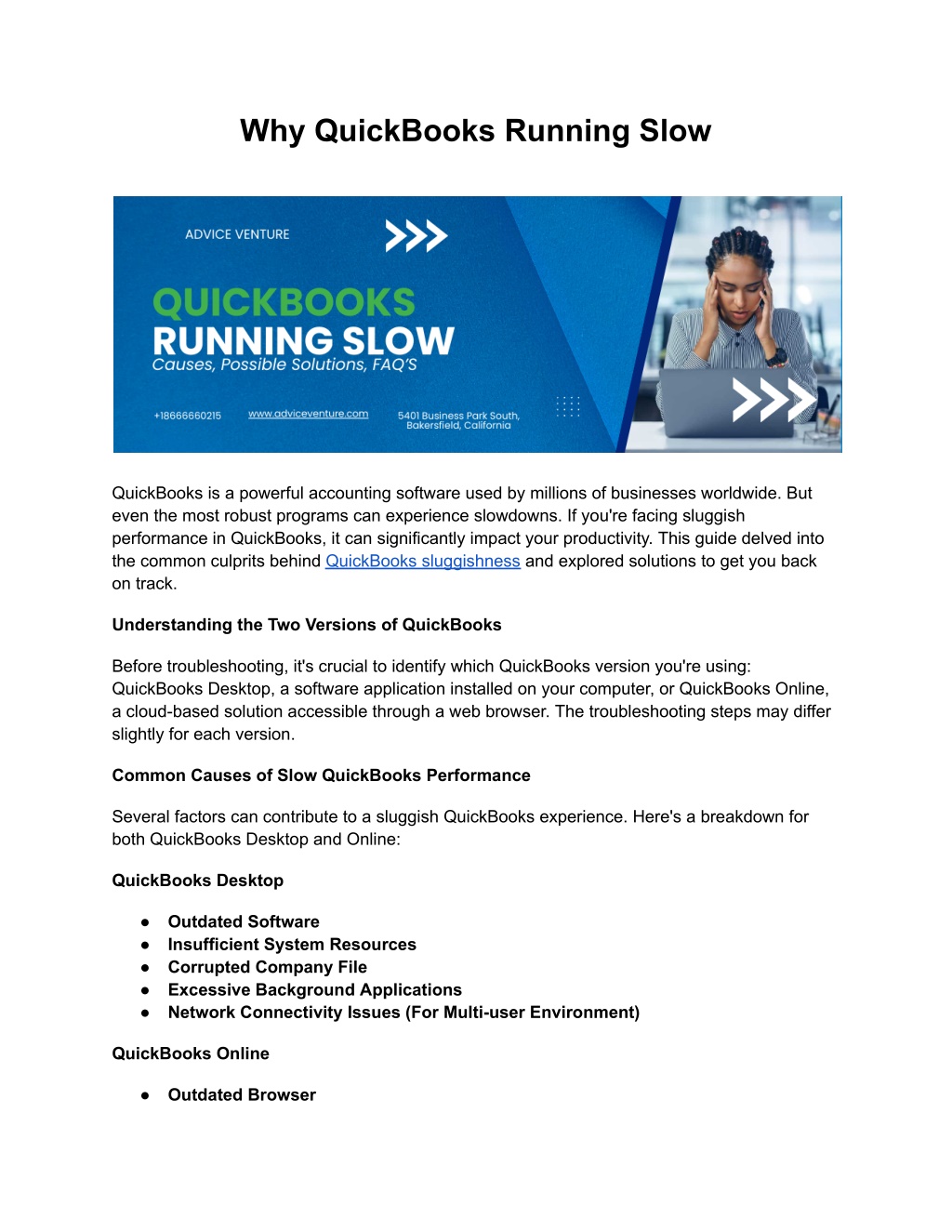 why quickbooks running slow l.w