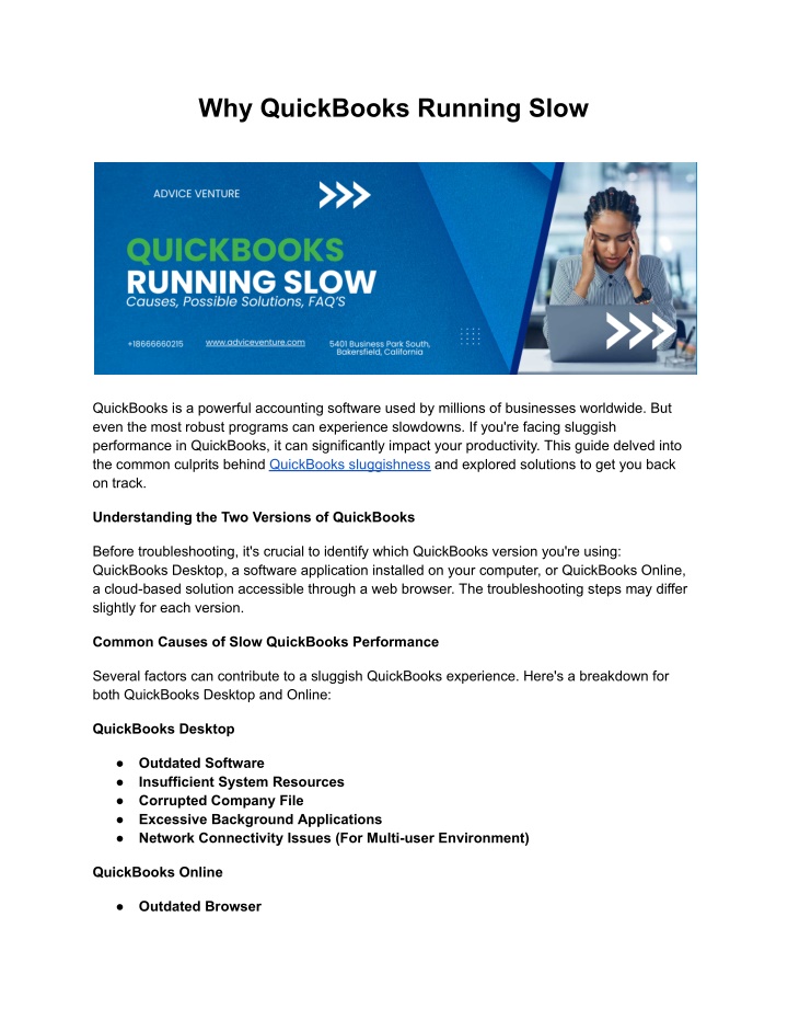 why quickbooks running slow n.w