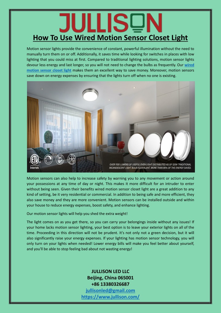 how to use wired motion sensor closet light n.w