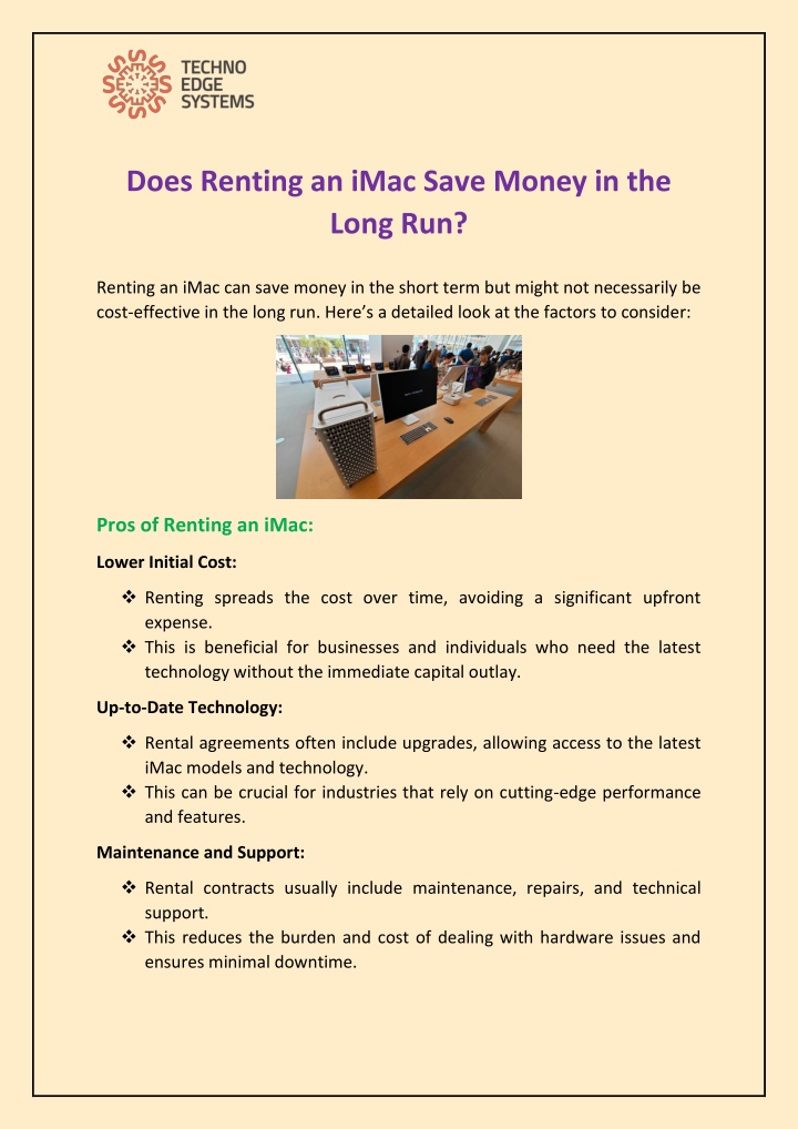 does renting an imac save money in the long run n.w