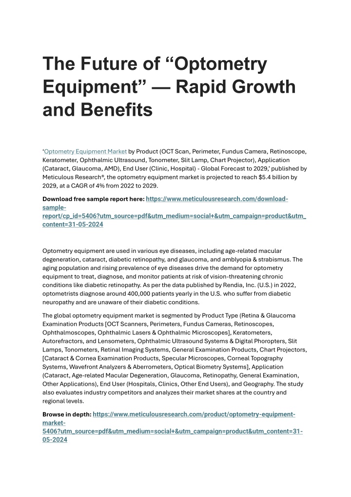 the future of optometry equipment rapid growth n.w