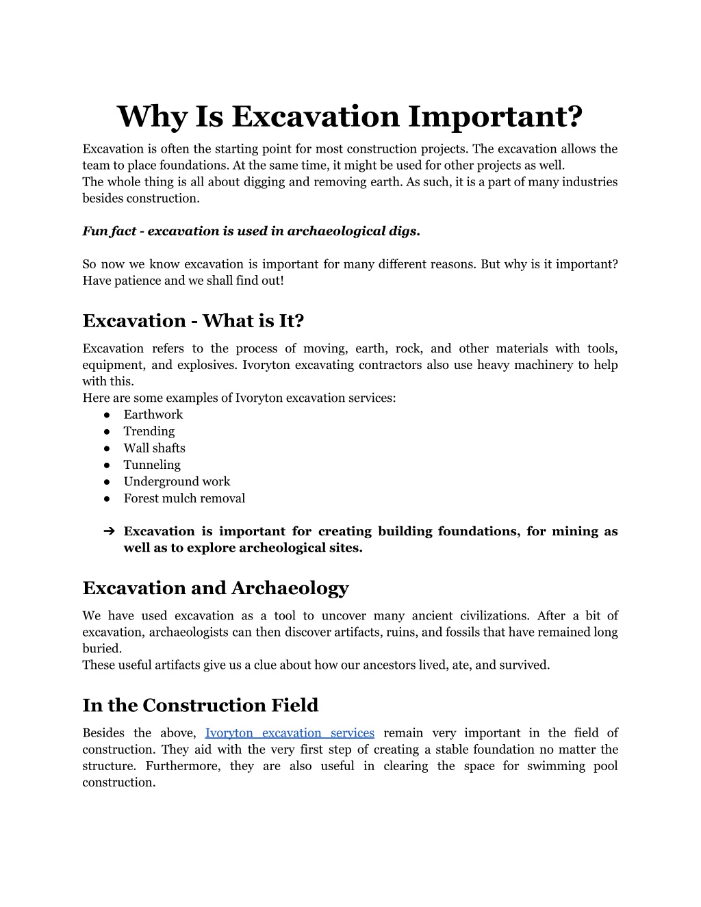 why is excavation important l.w