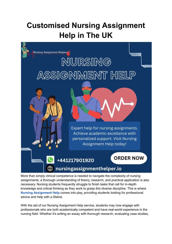 customised nursing assignment help in the uk n.w