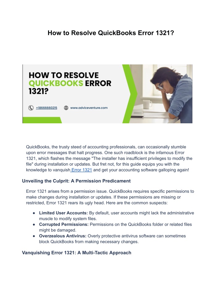how to resolve quickbooks error 1321 n.w